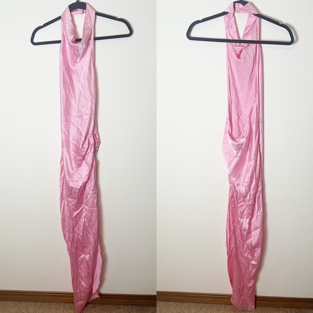 Amanda Uprichard Samba Gown Maxi Dress 100% Silk Flamingo Pink Medium - Picture 2 of 7